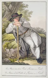 Een Boer uit de Tesino-vallei in Tirol, uit een collectie van 24 kleurplaten, gepubliceerd ca. 1800